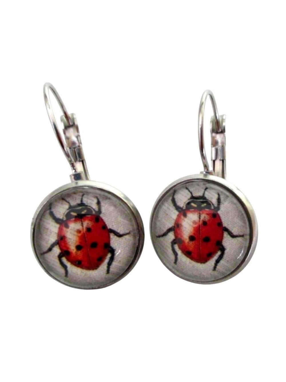 New Ladybug Stainless Leverback Earrings Insect Nature Jewelry